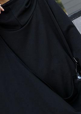 Style asymmetric Cotton dresses Sewing black Dresses fall
